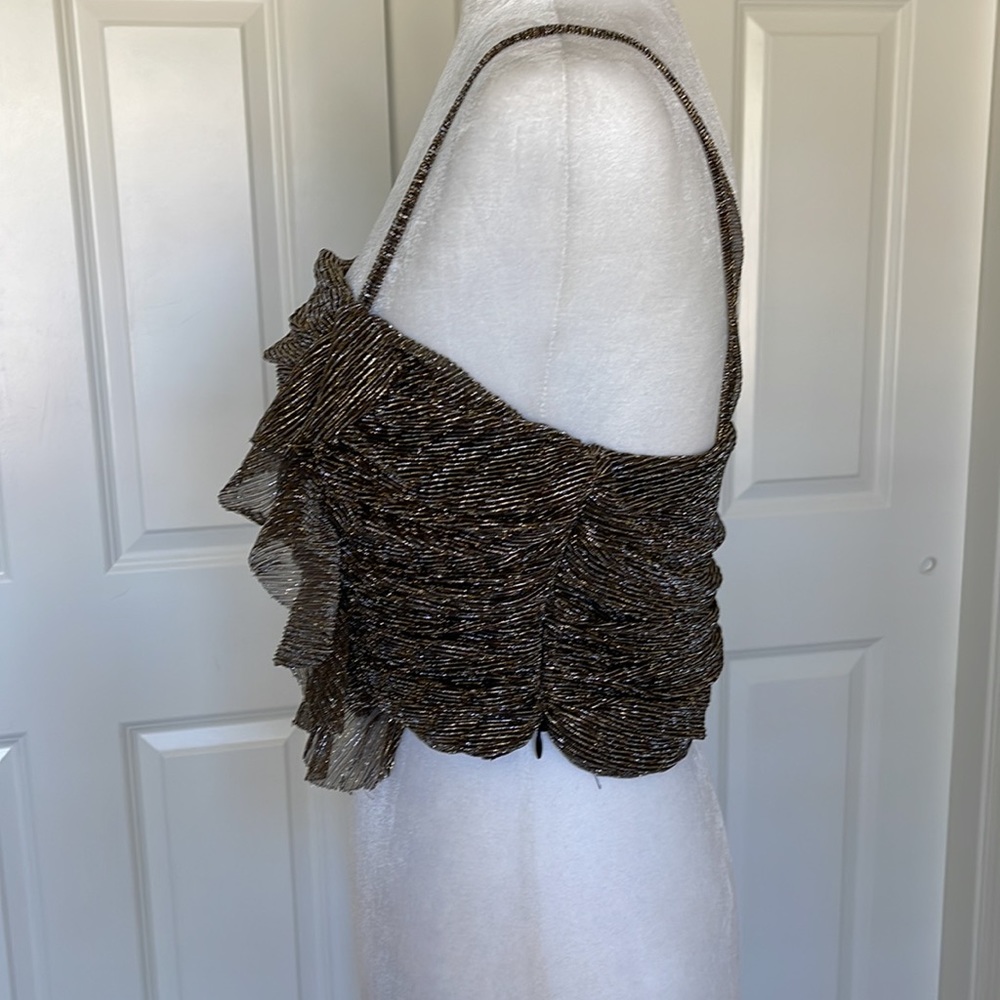 Zara Gold Thread Ruffled Top - Picture 6 of 12